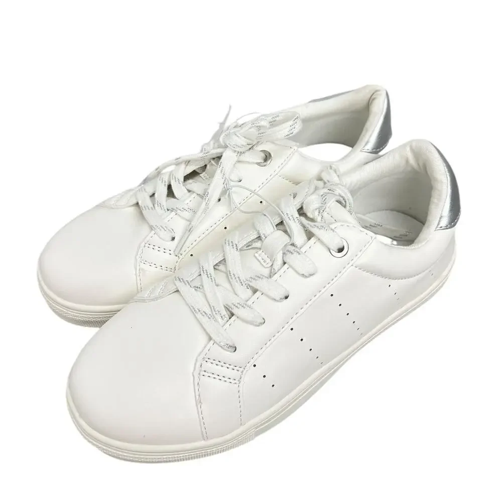 J.Crew Factory Girls' lace-up sneakers White Lavender BW251 size K5 NWT
